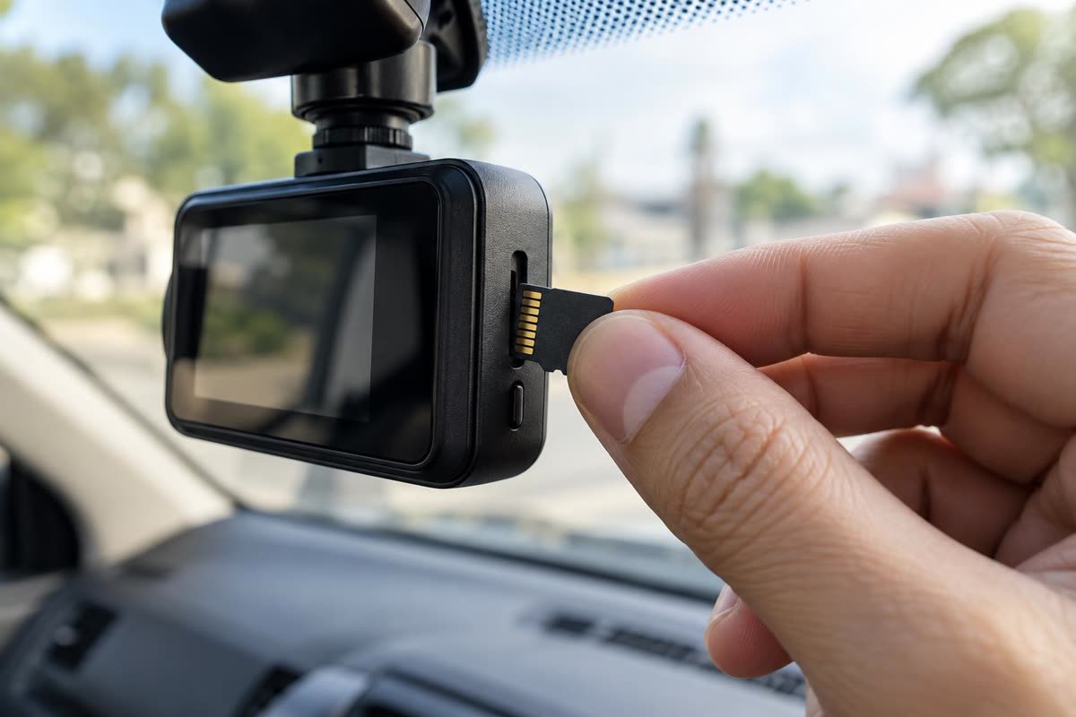 Memasang kartu memori pada dash cam