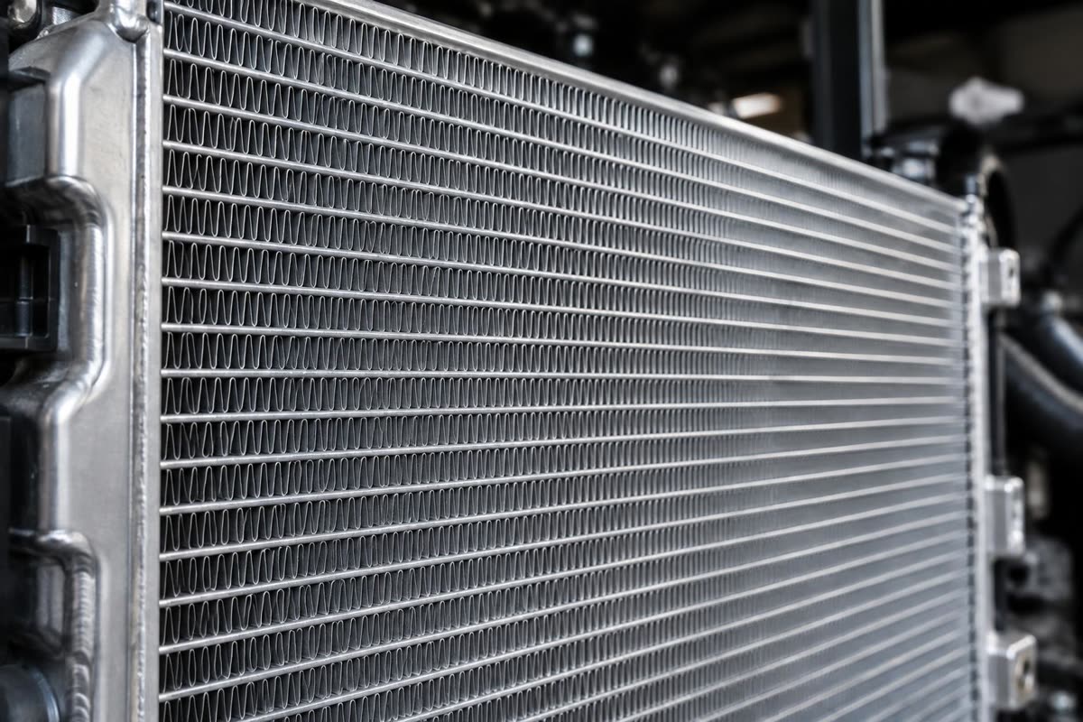 Radiator mobil dengan sirip yang bersih