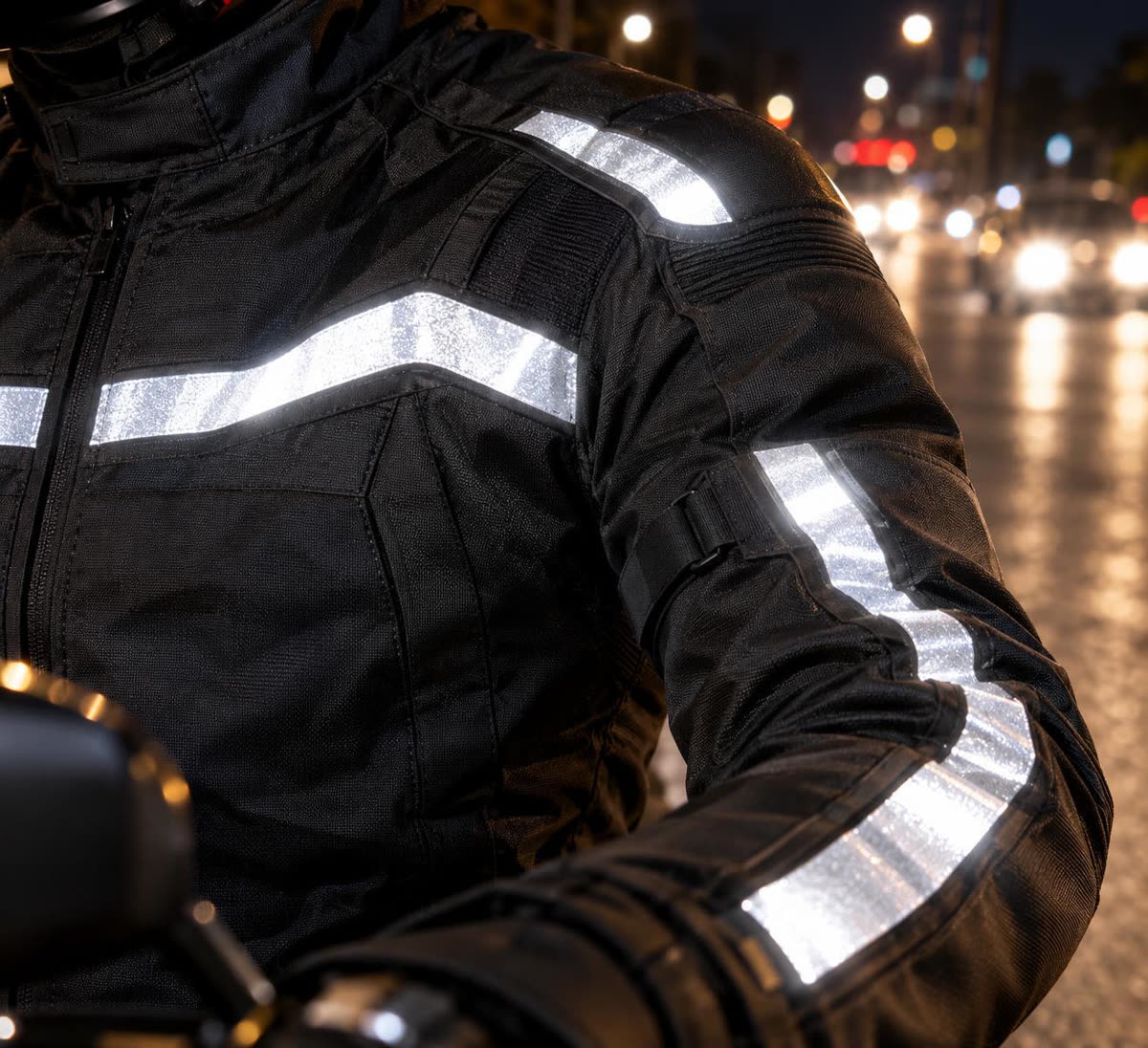 Strip reflektif pada jaket pengendara motor