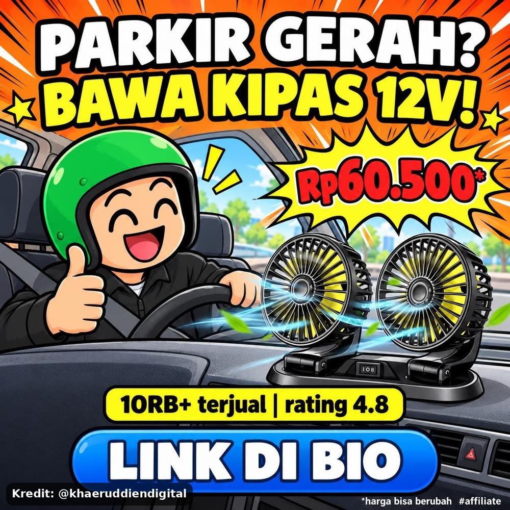 Ringkasan penawaran Kipas Mobil Dua Kepala 12V, link affiliate