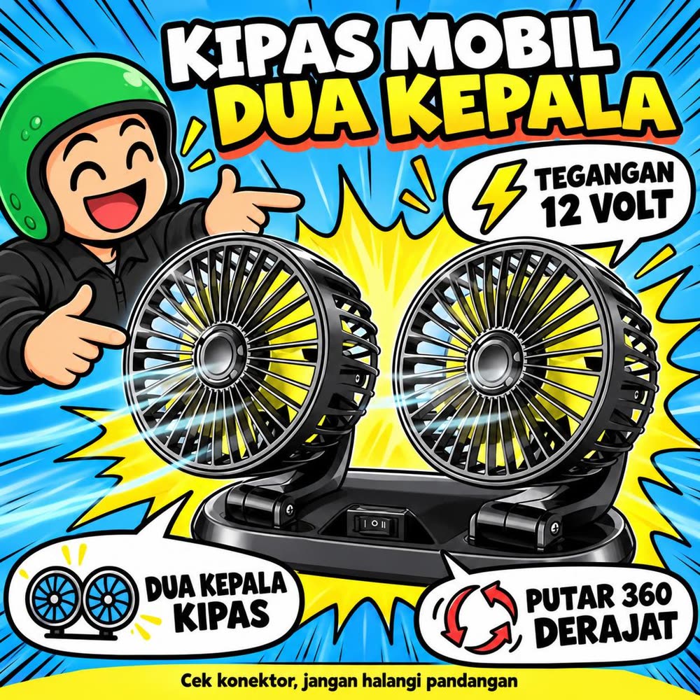 Fitur Kipas Mobil Dua Kepala 12V